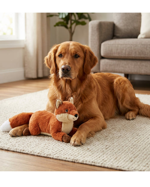 Zlos Plush Fox Crinkle Toy with One Squeaker 32 cm Rust - Lifestyle view