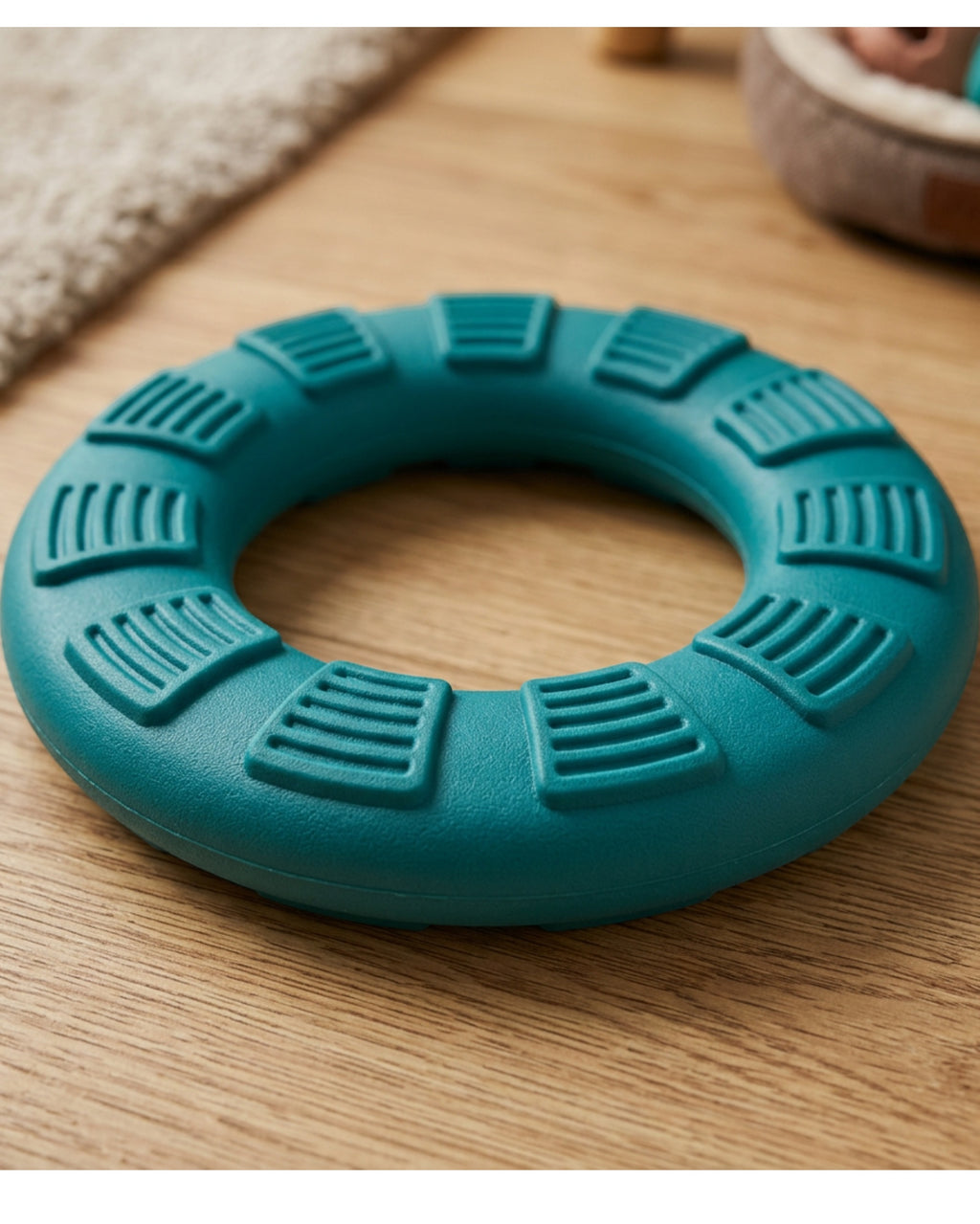 Zlos Textured TPR Fetch Ring 15 cm Teal - Detail view